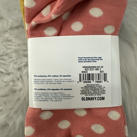 Old Navy girls Polka Dot Print Ankle Socks 6 pack L 3-5 YR Go-Recyle Multi colo - Picture 4 of 6